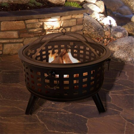 GRILLGEAR 26 in. Round Wood Burning Metal Fire Pit Set GR3239757
